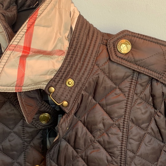 Burberry Jackets & Coats Burberry Coat Quilted Plaid Espresso Brown
